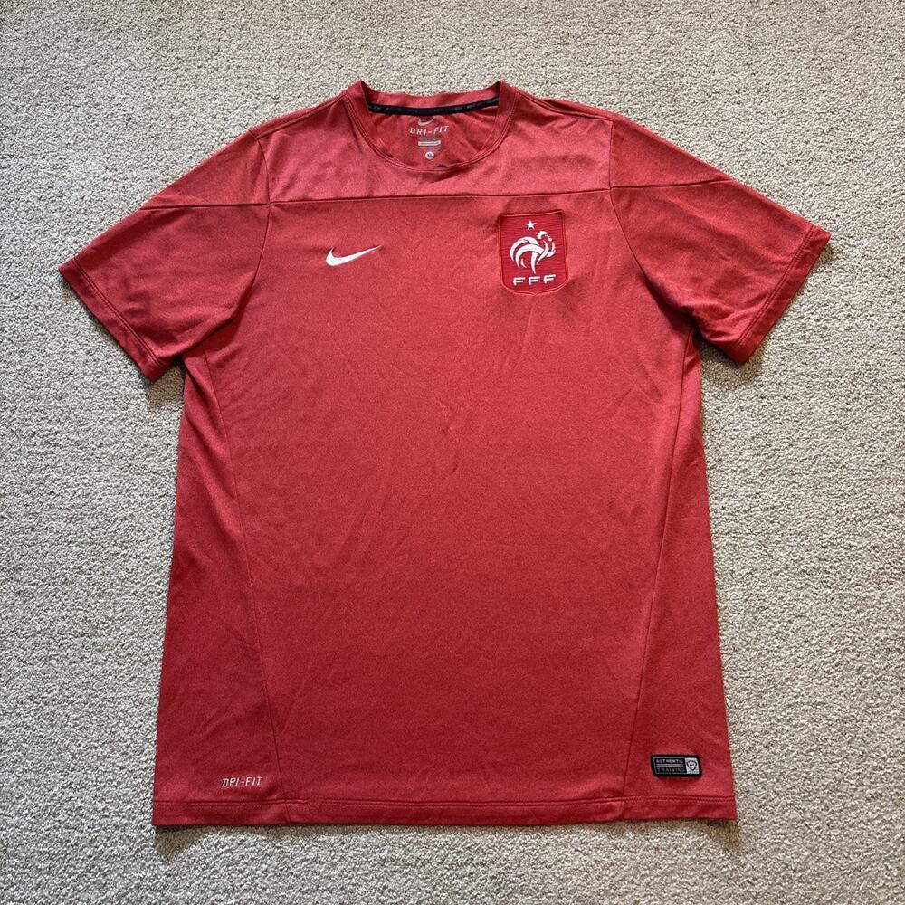 Nike France Dri Fit Shirt Men Red XL FFF Futbol National Team Authentic Training
